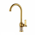 5896-11A Single handle golden taps , hot cold water hand wash basin golden faucet